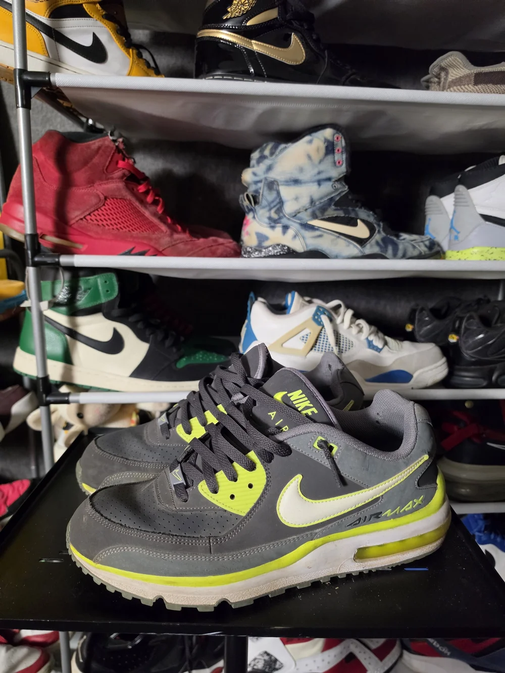 🔥 Nike Gray Neon Yellow Air Max Wright LTD Men's Size 12 Athletic Shoes